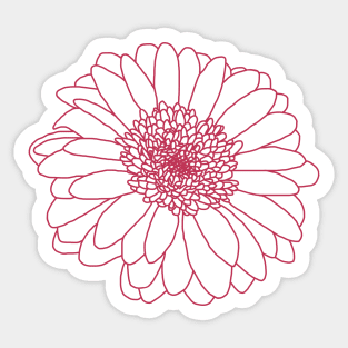 Viva Magenta Gerbera Floral Line Drawing Color of the Year 2023 Sticker